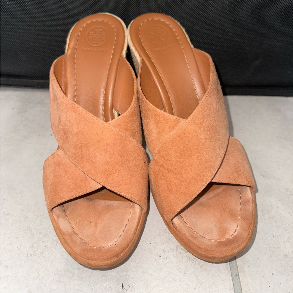SOLD! TORY BURCH Bailey Espadrilles Wedge Sandals Size 8.5 $350 Suede